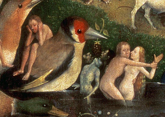 The Garden of Earthly Delights: Allegory of Luxury, central panel of triptych, detail of couple in t à Jérôme Bosch