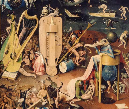 The Garden of Earthly Delights: Hell, detail from the right wing of the triptych à Jérôme Bosch