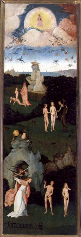 The Haywain: left wing of the triptych depicting the Garden of Eden