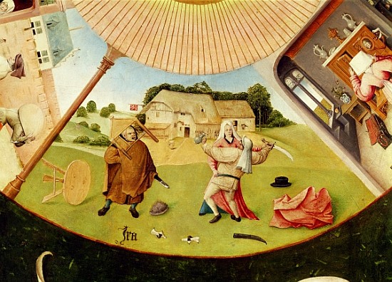 Wrath, detail from the Table of the Seven Deadly Sins and the Four Last Things, c.1480 à Jérôme Bosch