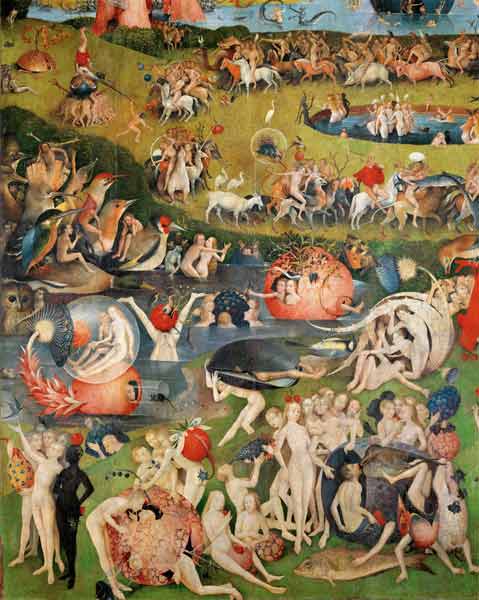 The Garden of Earthly Delights: Allegory of Luxury, detail of the central panel à Jérôme Bosch