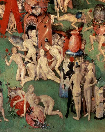 The Garden on Earthly Delights: Allegory of Luxury, central panel of triptych à Jérôme Bosch