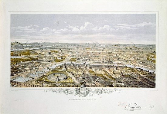 View of Paris from Bois de Boulogne, during the Universal Exhibition in 1867 à Hilaire Guesnu