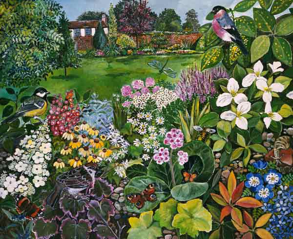 The Garden with Birds and Butterflies  à Hilary  Jones
