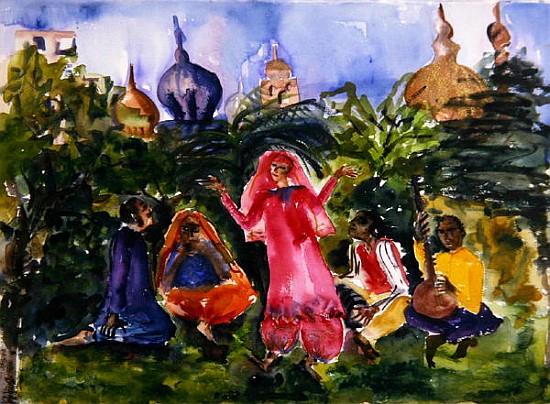 Indian Dancers, 2004 (w/c on paper)  à Hilary  Rosen