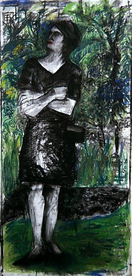 Woman in the Park (pastel & charcoal on paper)  à Hilary  Rosen