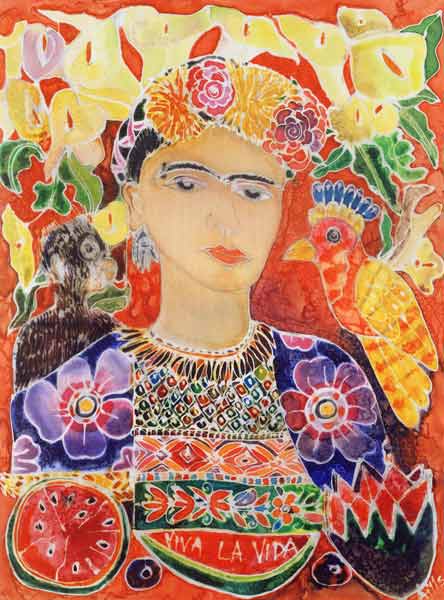 Frida Kahlo, 2002 (coloured ink on silk)  à Hilary  Simon