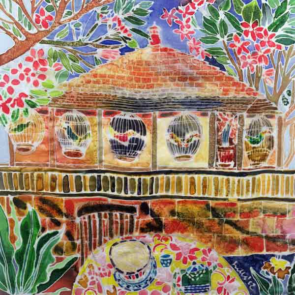 Lotus Cafe, Ubud, Bali, 2002 (coloured ink on silk)  à Hilary  Simon