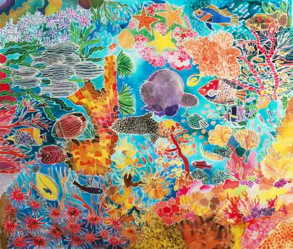 Tropical Coral, 1993 (coloured ink on silk)  à Hilary  Simon