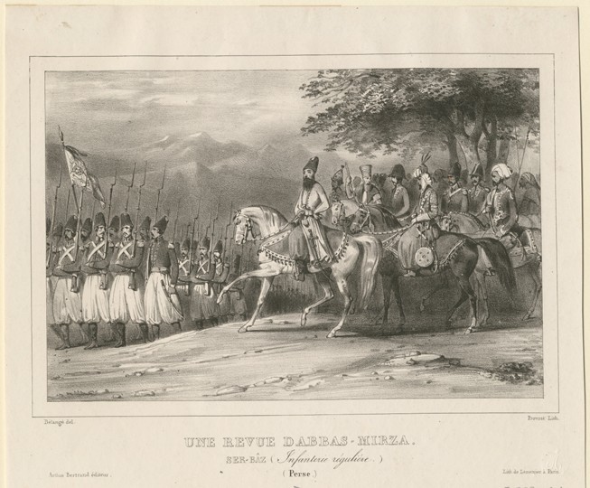 Prince, Field-Marshal Abbas Mirza (1789-1833) inspects infantry regiment à Hippolyte Bellangé