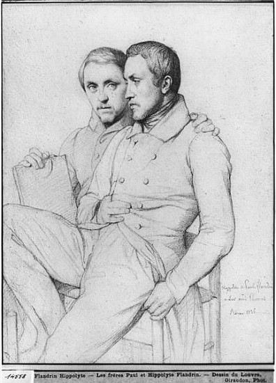 Double portrait of Hippolyte and Paul Flandrin, 1835 (black lead on paper) à Hippolyte Flandrin