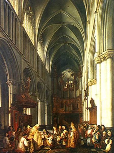 Entrance of Louis XIV (1638-1715) into the Cathedral of Saint-Omer à Hippolyte Joseph Cuvelier