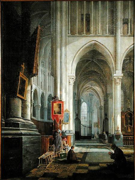 Interior of St. Omer Cathedral à Hippolyte Joseph Cuvelier