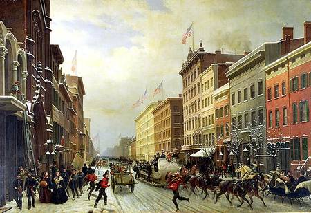 Street Scene in New York à Hippolyte Victor V. Sebron