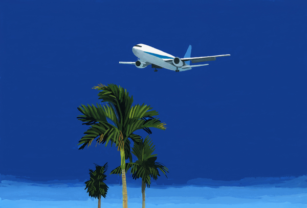 Airplane and palm tree à Hiroyuki Izutsu