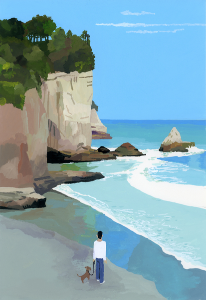 Peaceful coast with waves and cliffs à Hiroyuki Izutsu