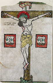 le Christ sur la croix, avec l'écusson de Tegernsee à Gravure sur bois (Moyen Âge)