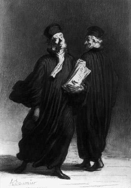 Two Lawyers, c.1862 (watercolour & pencil on paper) à Honoré Daumier