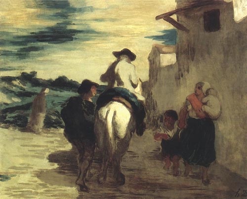 le meunier, son fils et l'âne à Honoré Daumier