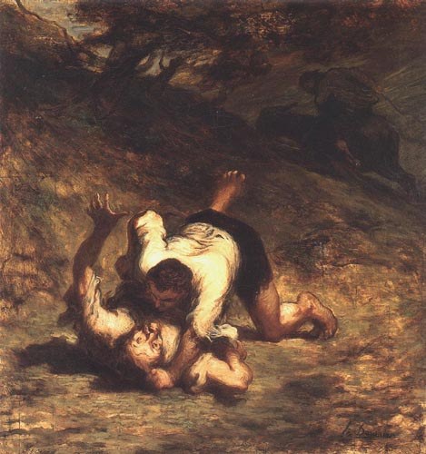 les voleurs et l'âne à Honoré Daumier