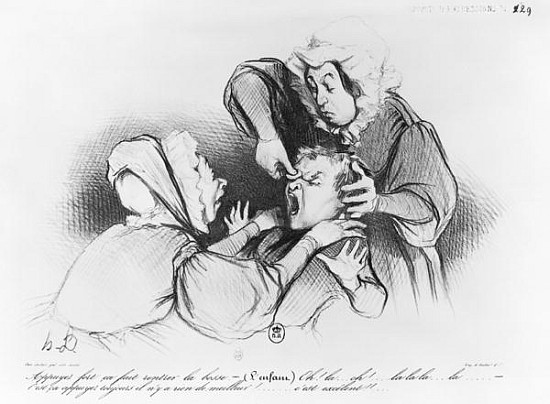 Series ''Croquis d''expressions'', the bump, plate 26, illustration from ''Le Charivari'', 4th Septe à Honoré Daumier