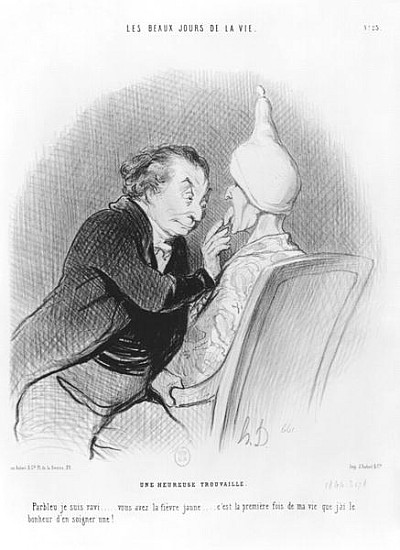 Series ''Les beaux jours de la vie'', A happy find, plate 23, illustration from ''Le Charivari'', 11 à Honoré Daumier