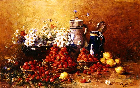 Still life of flowers and fruit à Hubert Bellis