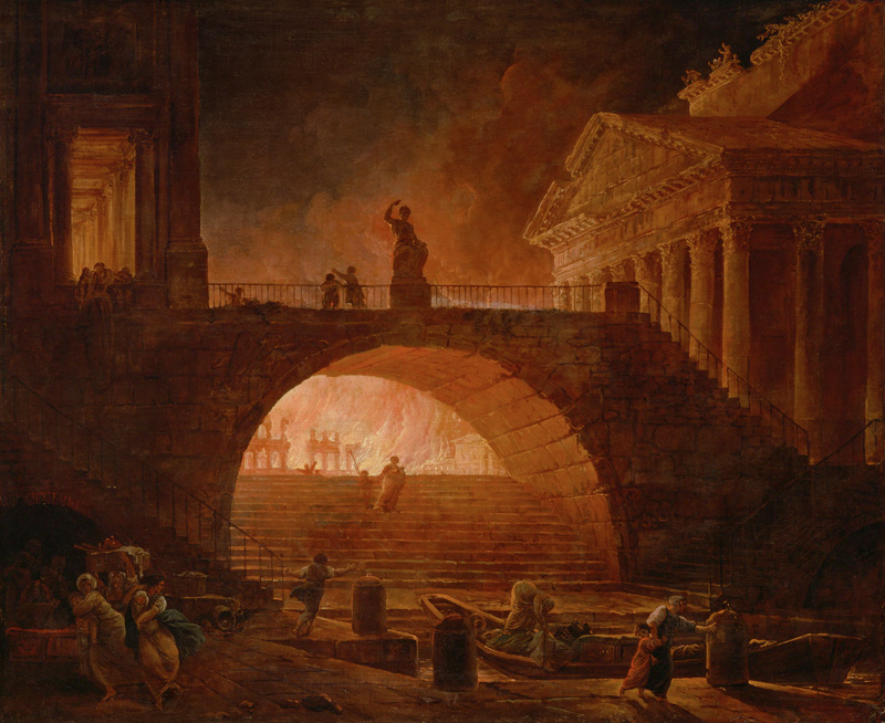 The Burning of Rome à Hubert Robert