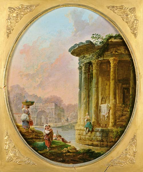 Temple of Vesta and the Arch of Janus Quadrifons à Hubert Robert
