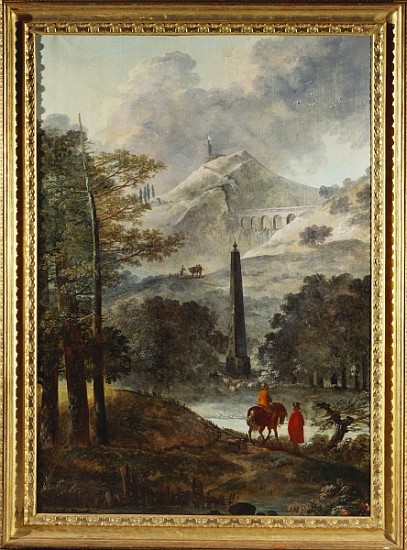 A Mountainous Landscape with an Obelisk à Hubert Robert
