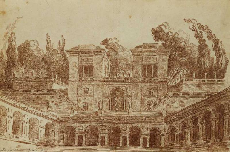 Die Villa Farnese, Rom. à Hubert Robert