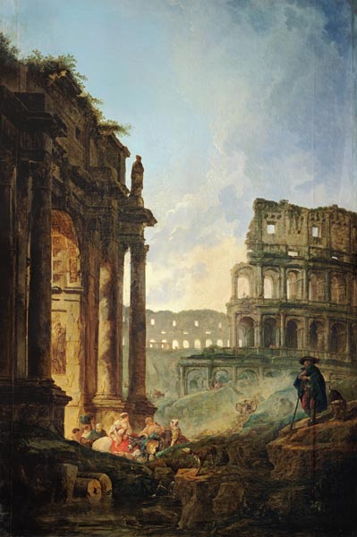 Paysage italien avec des ruines à Hubert Robert