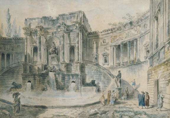Landscape with ruins (watercolour) à Hubert Robert