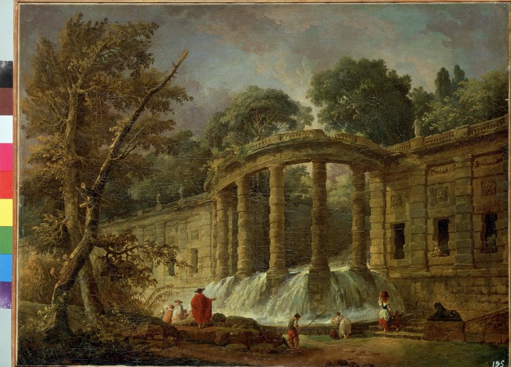 Pavilion with the cascade à Hubert Robert