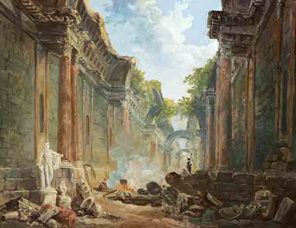 vue fantastique de la grande galerie du Louvre comme ruine (II) à Hubert Robert