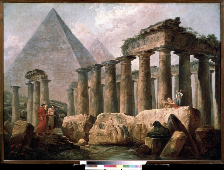 Pyramids and Temple à Hubert Robert
