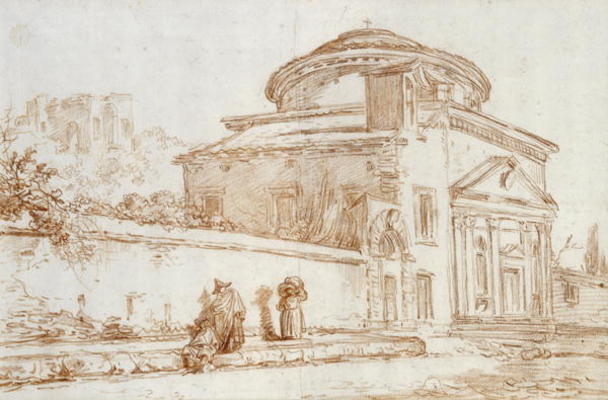 Villa Sacchetti, Rome (red chalk on paper) à Hubert Robert