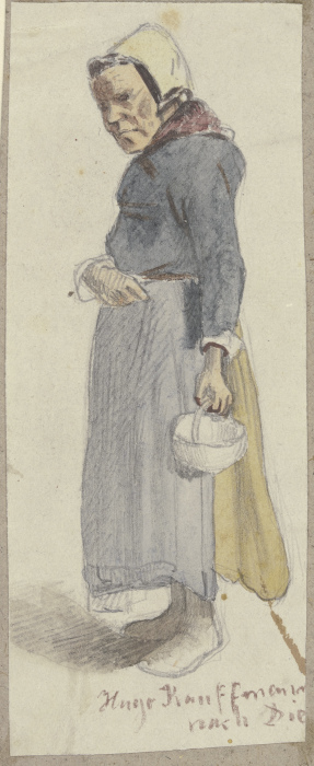 Old woman with basket à Hugo Kauffmann