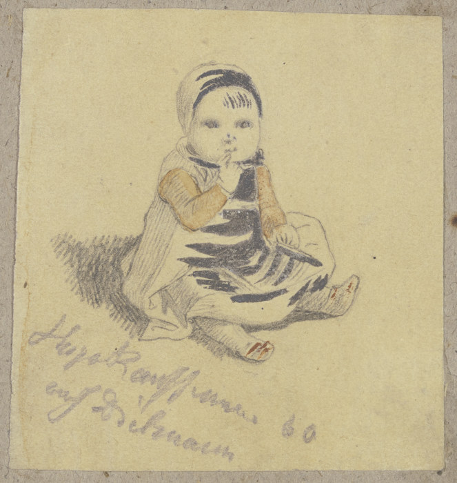 Am Boden sitzendes kleines Kind à Hugo Kauffmann