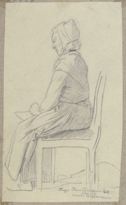 Sitting old woman à Hugo Kauffmann