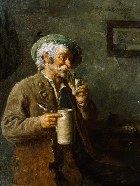 Le connaisseur (le vieux paysan avec la cruche de bière) à Hugo Kotschenreiter