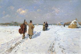 musiciens rentrant en hiver