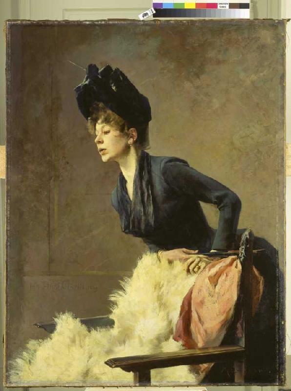 portrait d'une jeune dame à Hugo von Habermann