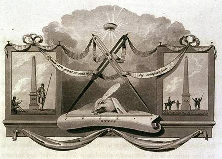 Theory of scale using an obelisk as an example, engraved by Pickett à Humphry Repton