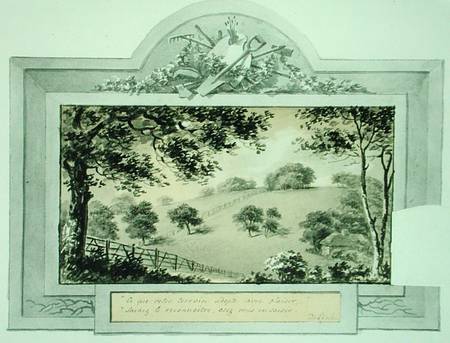 'Before' view of the grounds, from the Red Book for Antony House à Humphry Repton