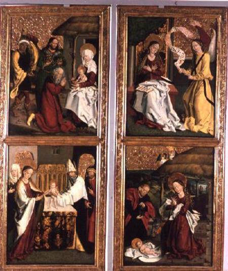 The Annunciation, the Birth of Christ, the Adoration of the Magi and the Presentation in the Temple à École hongroise