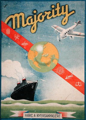 'Majority': 'The War to obtain Raw Materials in the World', Hungarian board game c.1940 (colour lith à École hongroise (20ème siècle)