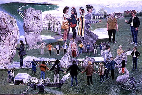 Avebury People, 1998 (oil on canvas)  à Huw S.  Parsons