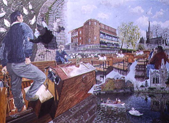 Boat Trip on the Avon at Stratford, 1995 (oil on board)  à Huw S.  Parsons