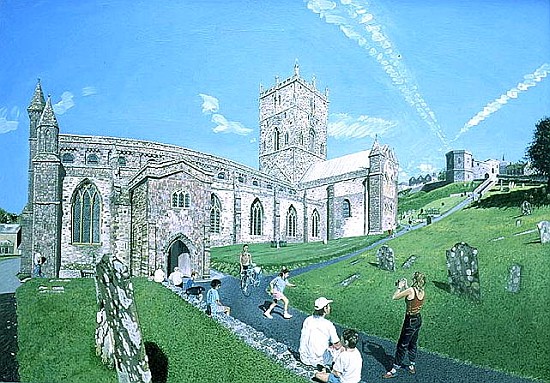 St. David''s Cathedral, Dyfed, 1994 (oil on board)  à Huw S.  Parsons